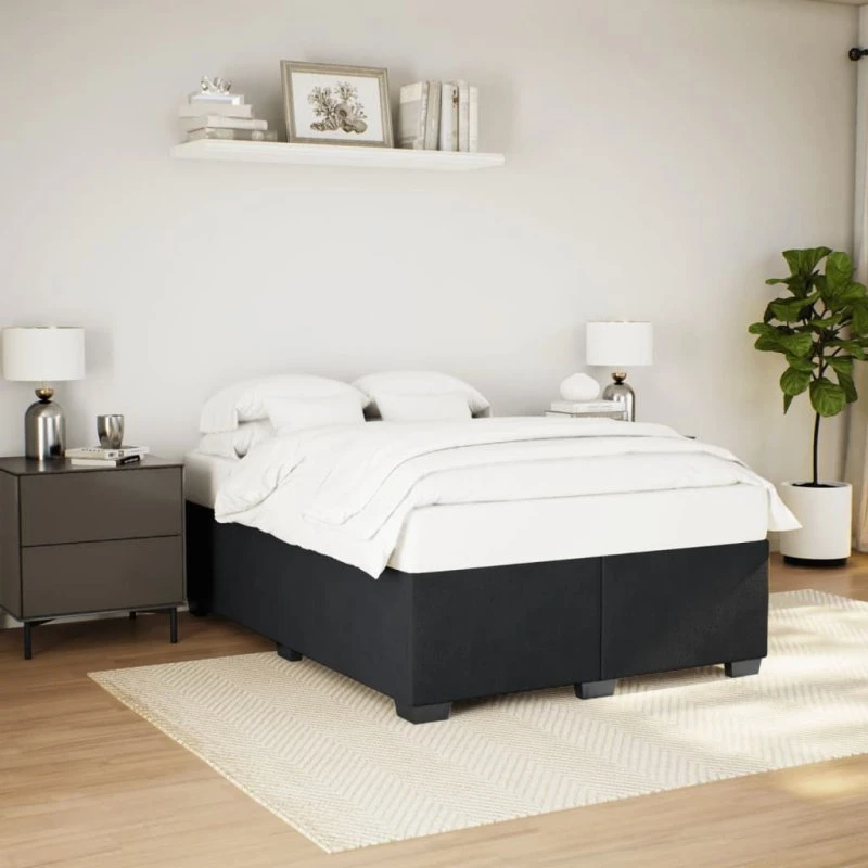 Sengeramme 140x200 Fløjl Sort – uden madras