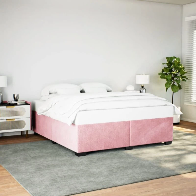 Sengeramme 180x200 cm i pink fløjl
