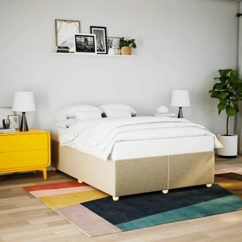 Sengeramme 140x190 cm i creme stof (uden madras)
