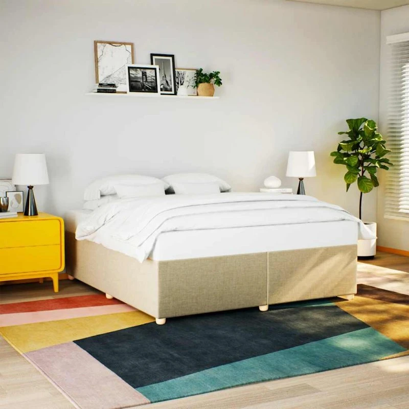 Sengeramme 180x200 cm i creme stof (uden madras)