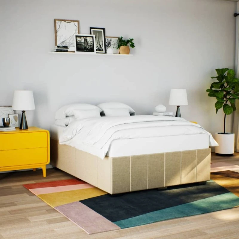Sengeramme 140x190 cm i stof creme (uden madras)