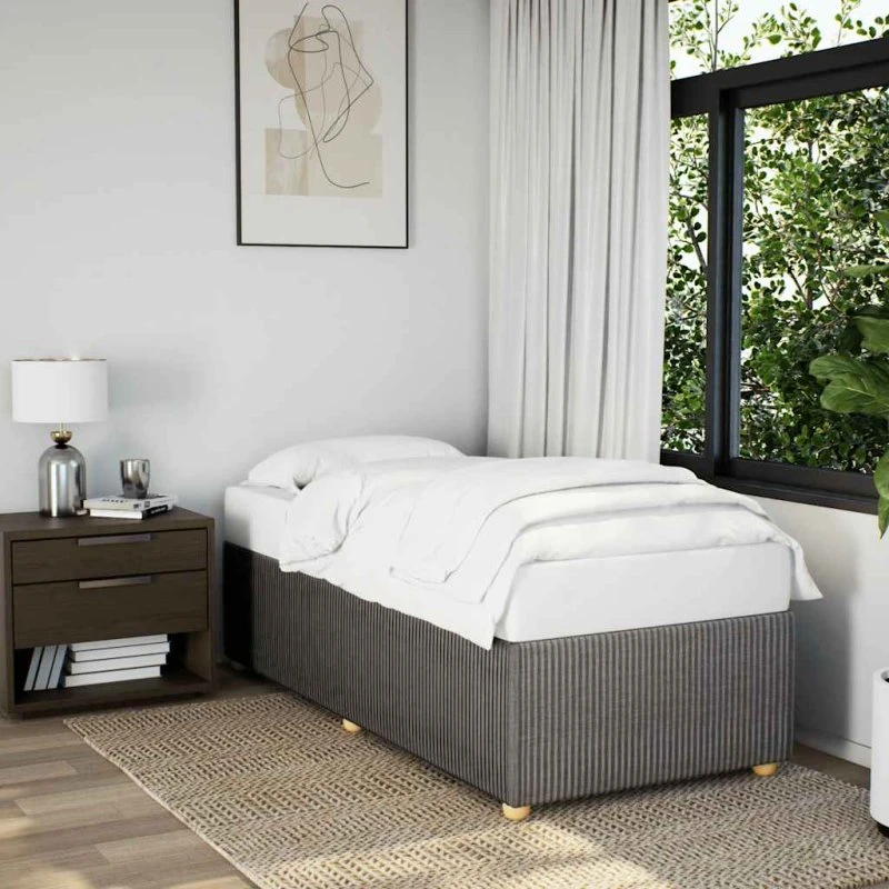 Sengeramme i taupe stof 100x200 cm – uden madras