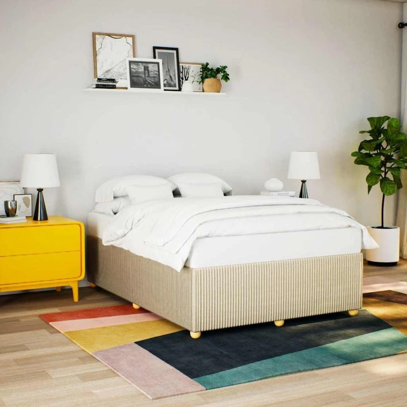 Sengeramme 140x190 cm i creme stof (uden madras)