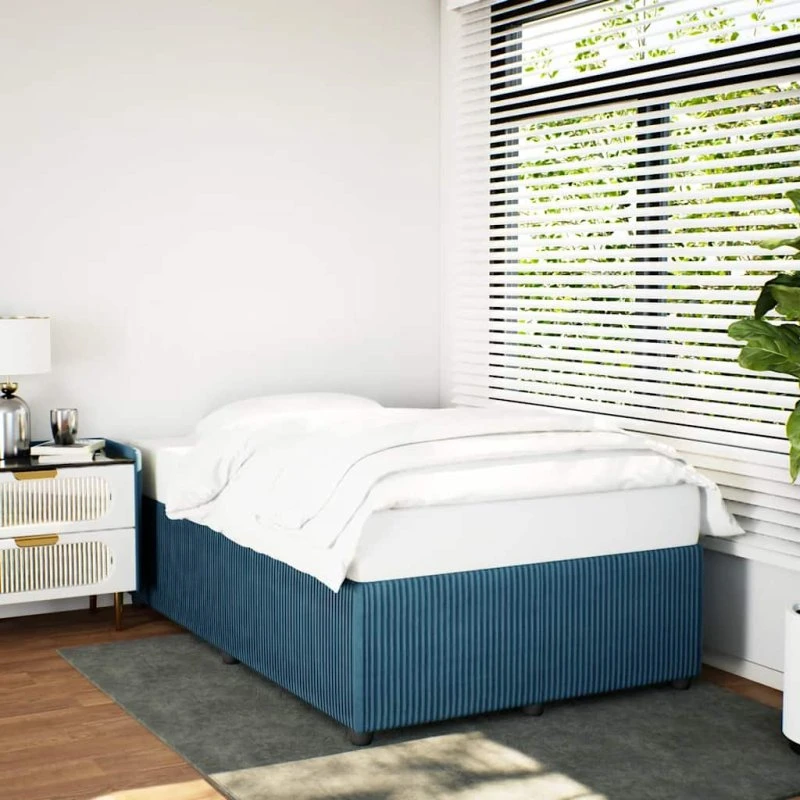 Sengeramme 120x190 fløjl blå – stabil ramme