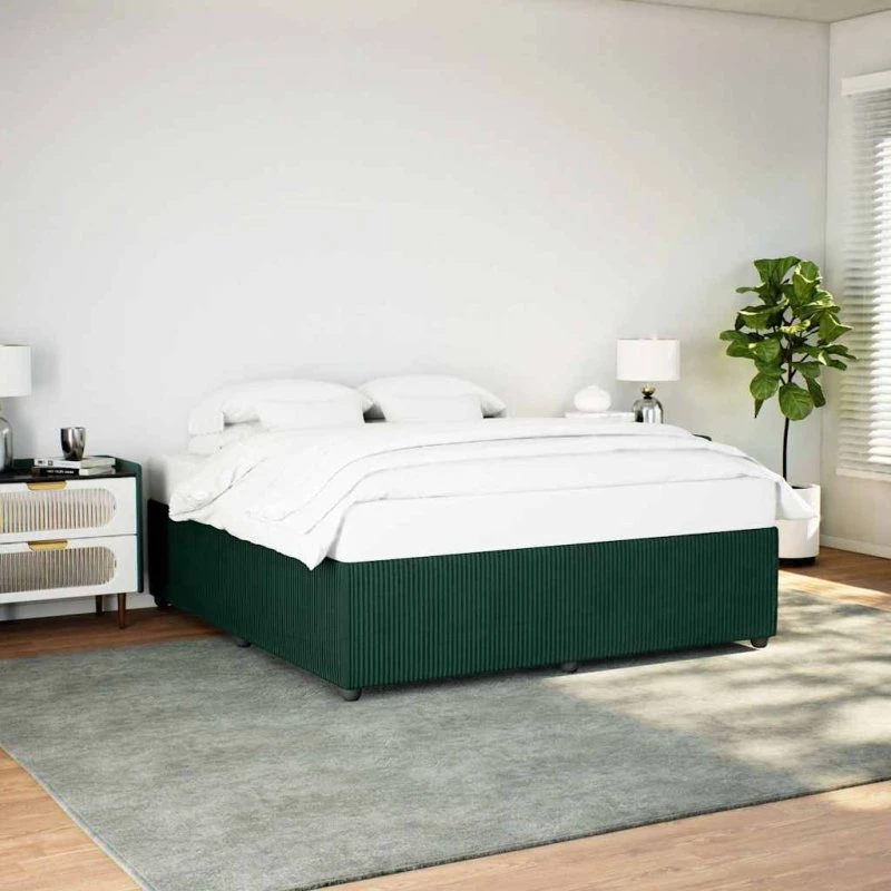 Sengeramme i fløjl 200x200 cm – mørkegrøn