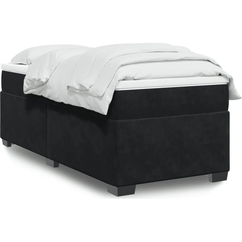 Kontinentalseng 90x190 cm i sort velour med madras
