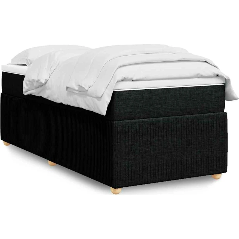 Kontinentalseng 90x200 cm med pocket-madras, sort stof