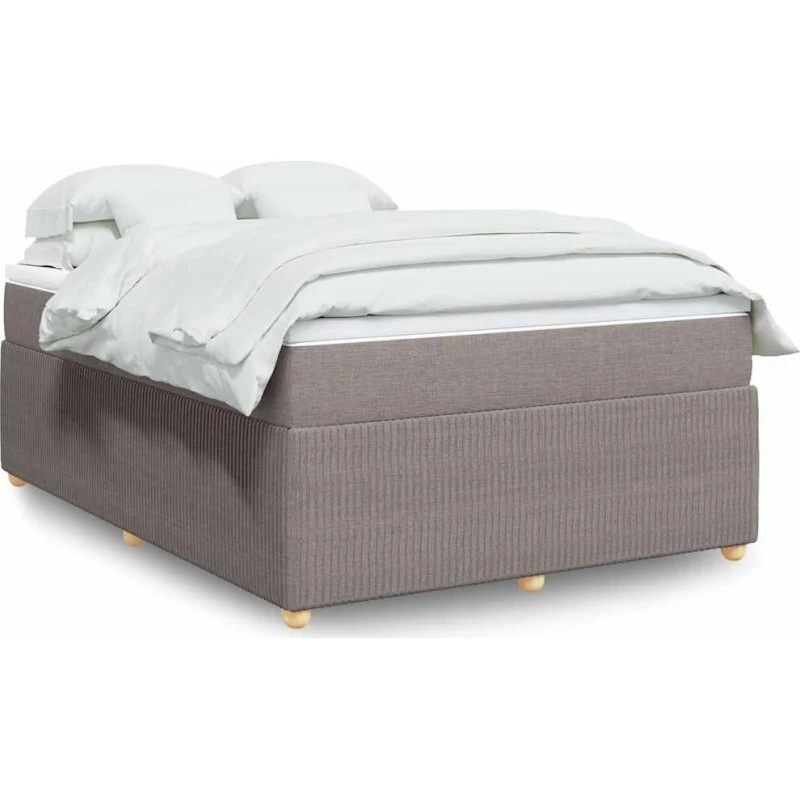Kontinentalseng 160x200 cm med pocketmadras – gråbrun stof