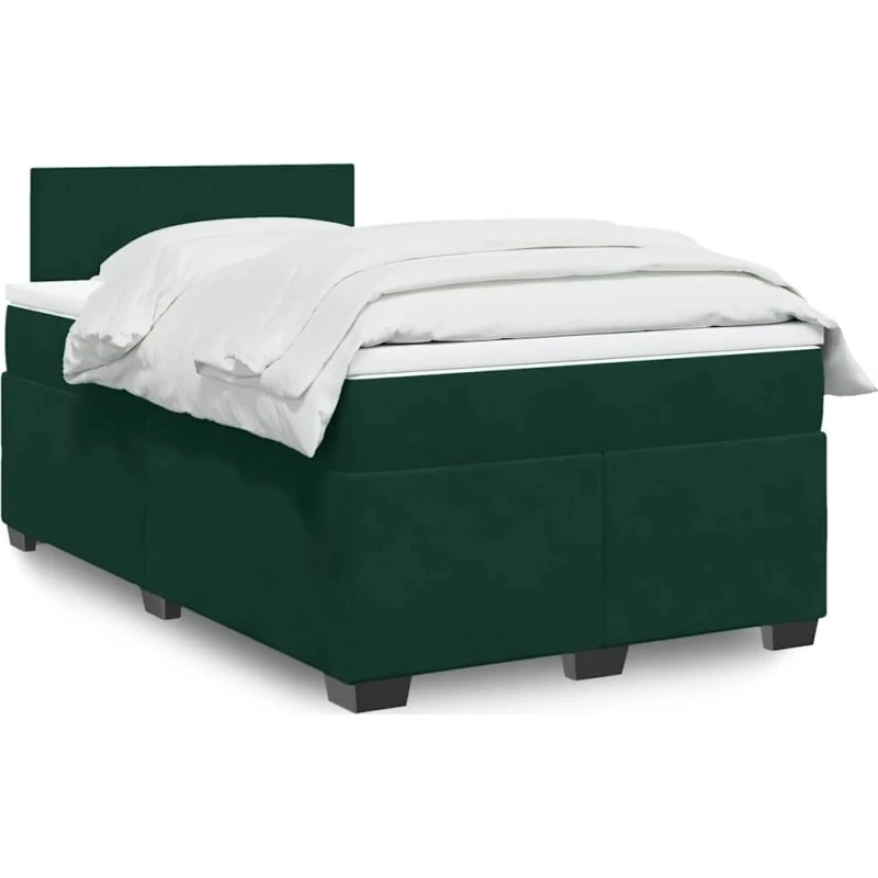 Kontinentalseng 120x190 velour mørkegrøn med madras