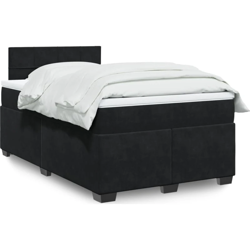 Kontinentalseng 120x190 cm i sort velour med madras