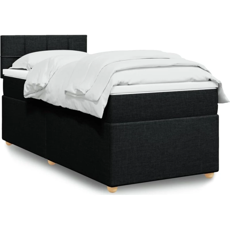 Kontinentalseng med pocketmadras 100x200 cm - sort stof