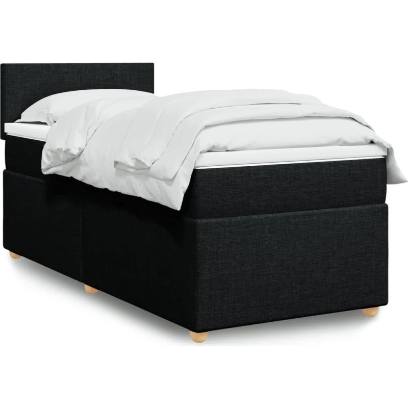 Kontinentalseng med madras 80x200 cm - sort stof
