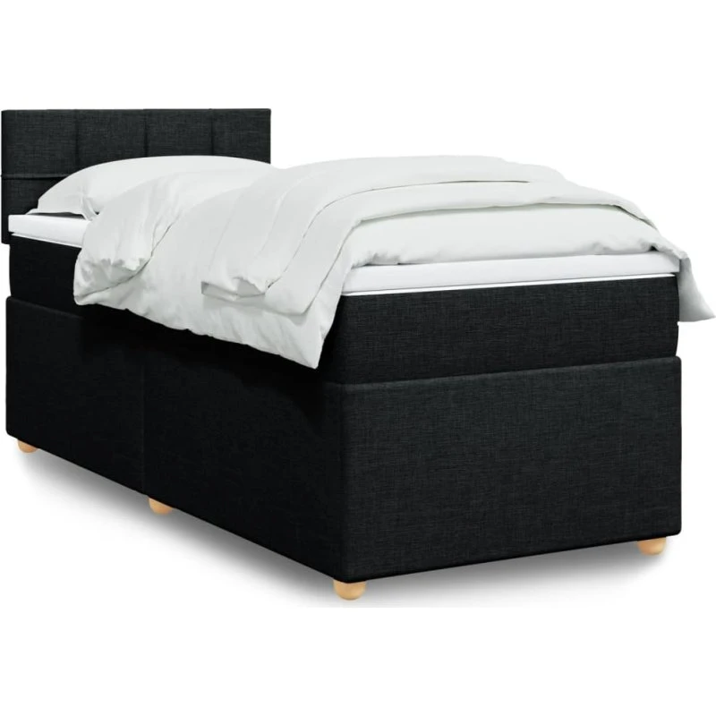 Kontinentalseng 80x200 cm med madras – sort stof