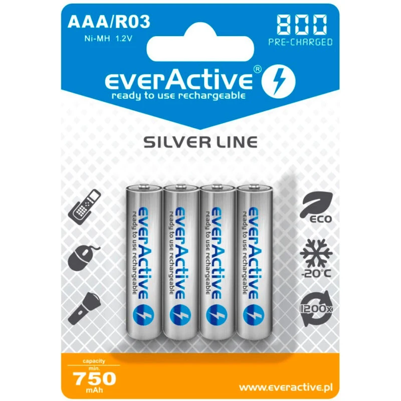 EverActive Silver Line EVHRL03-800 AAA genopladelige 800mAh (4 stk)
