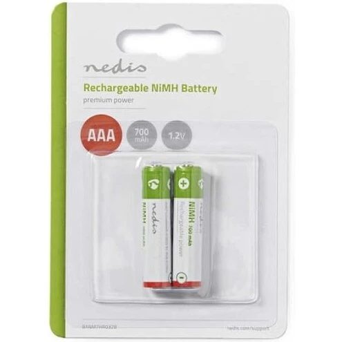 Nedis Genopladelige Ni‑MH AAA 1,2V 700mAh – 2 stk.