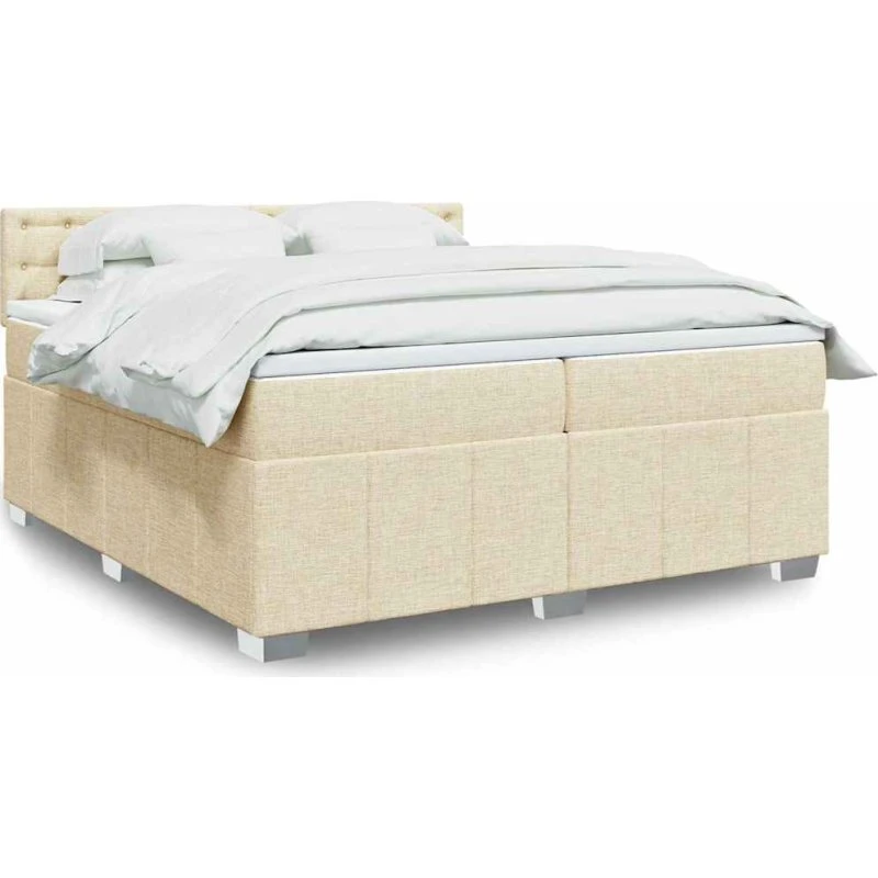 Kontinentalseng 200x200 cm i creme stof med pocketmadras