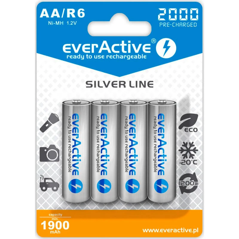 EverActive Silver Line AA genopladelige 2000mAh - 2 stk