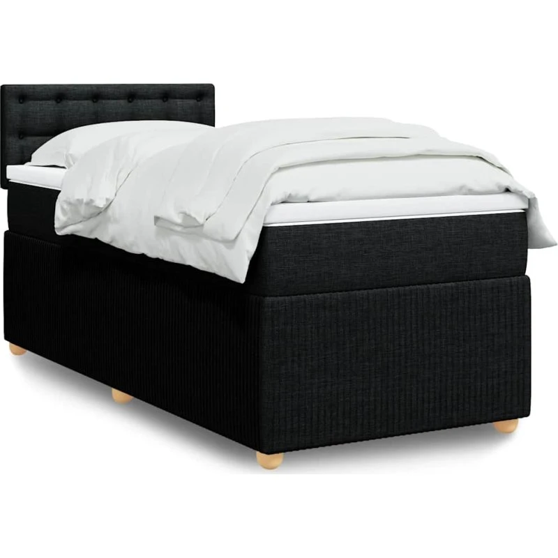 Kontinentalseng med pocketmadras 100x200 cm – sort stof