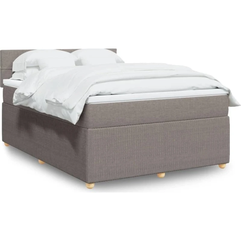 Kontinentalseng 140x190 cm med pocketmadras – gråbrun stof