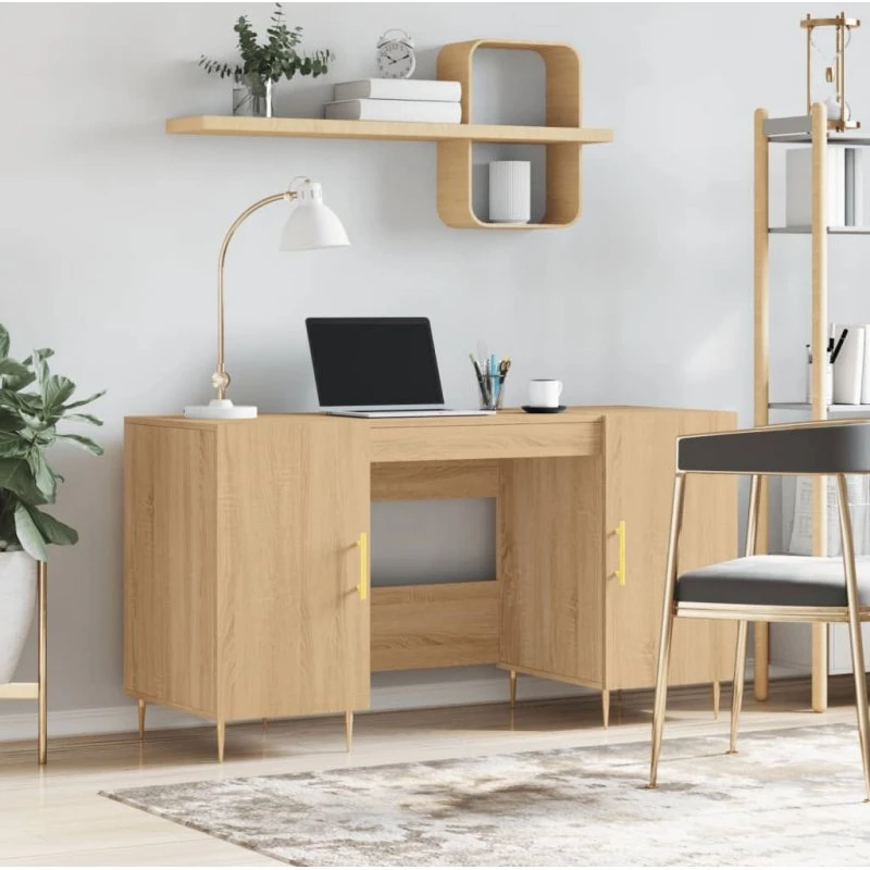 Skrivebord 140x50x75 cm - konstrueret træ Sonoma-eg