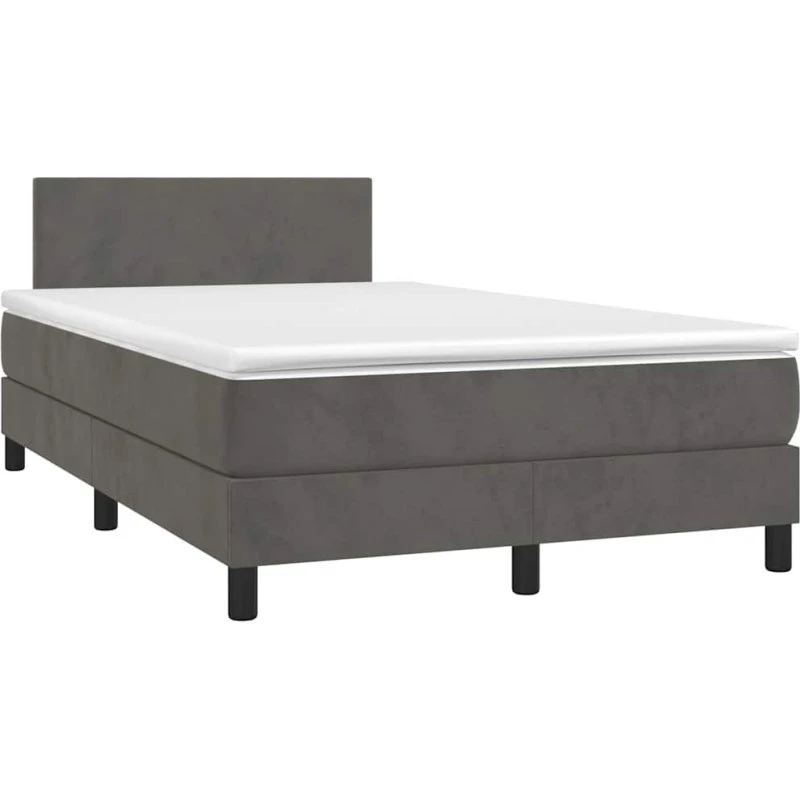 Kontinentalseng 120x190 med madras & LED, velour mørkegrå