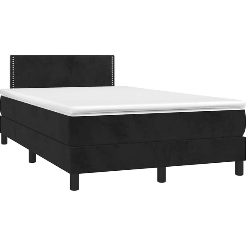 Kontinentalseng 120x190 cm i sort velour med LED-lys
