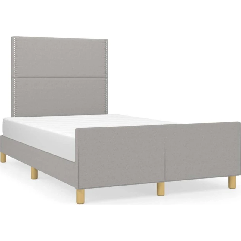 Sengeramme 120x190 cm stof med sengegavl - lysegrå