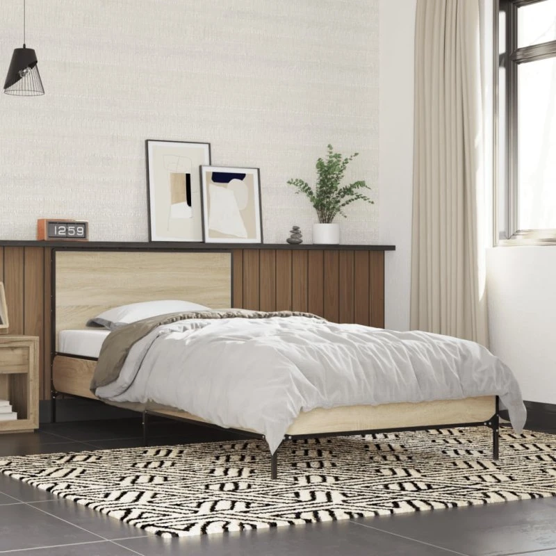 Sengeramme 75x190 cm – Sonoma-eg i træ og metal