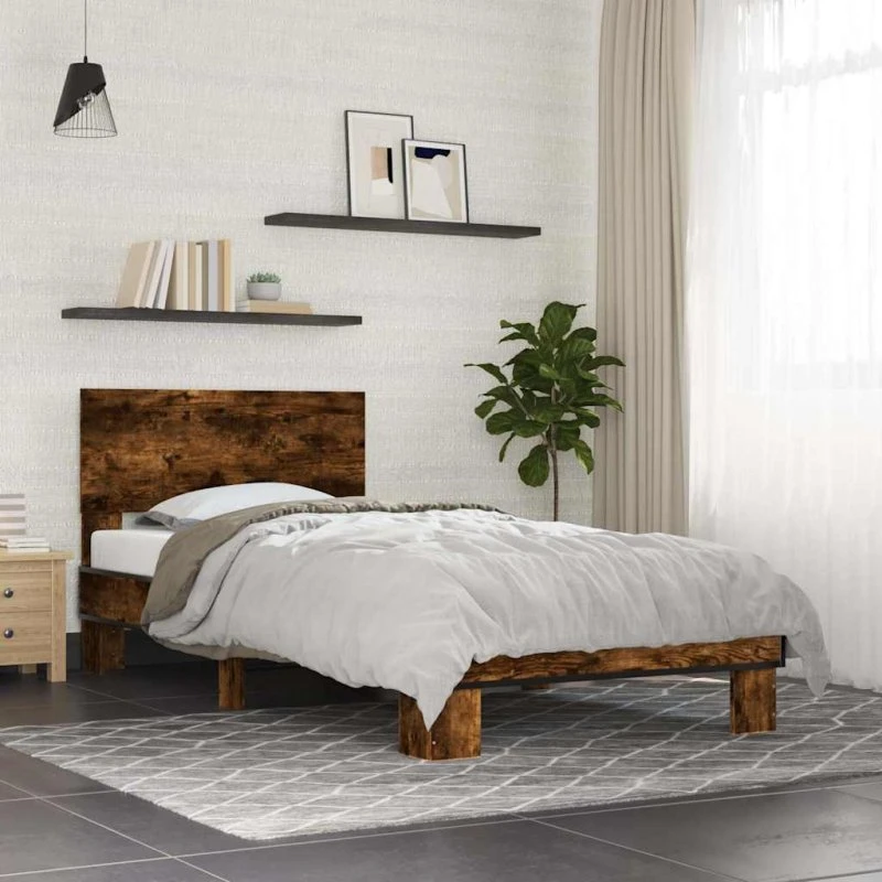 Sengeramme 75x190 cm i røget eg – træ og metal