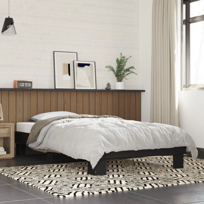 Sengeramme 90x190 cm i træ og metal – sort