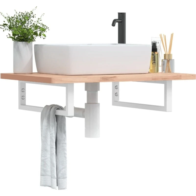 Hyldebeslag til håndvask 2 stk, rektangulær stål hvid