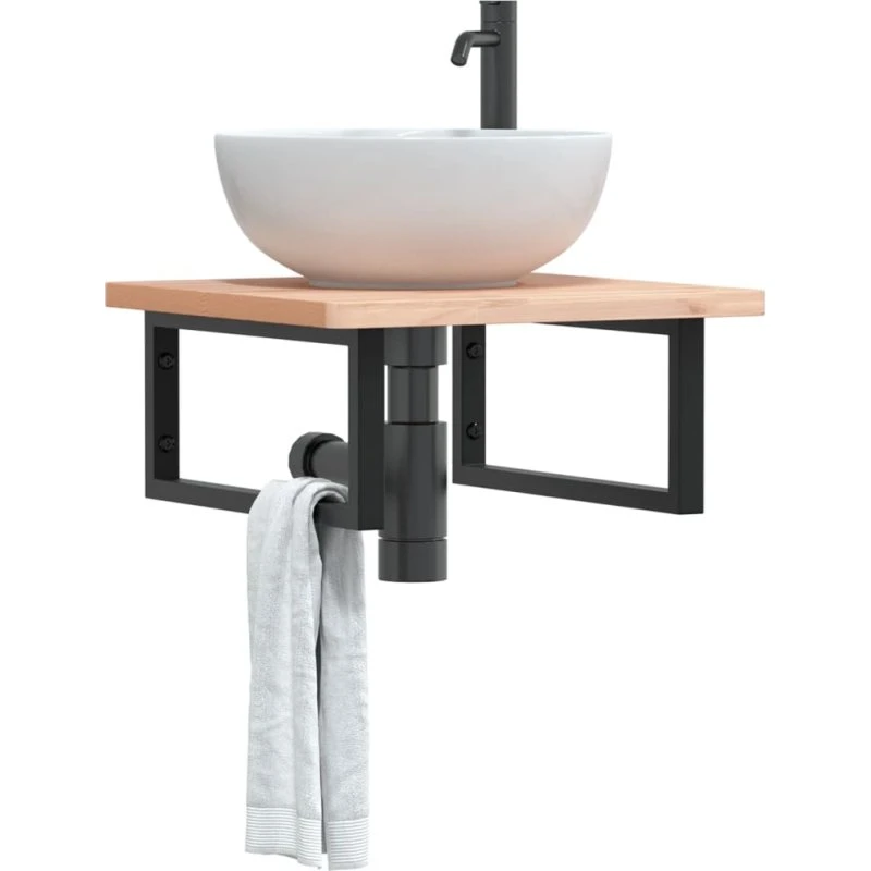 Hyldebeslag til håndvask 2 stk. rektangulær stål sort