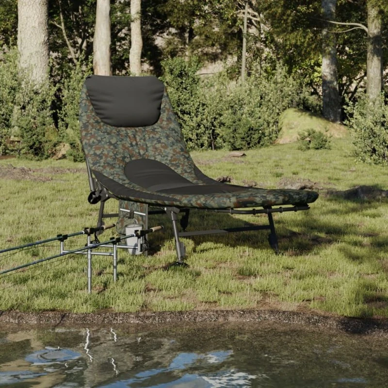 Foldbar fiskestol med justerbare fødder – camouflage