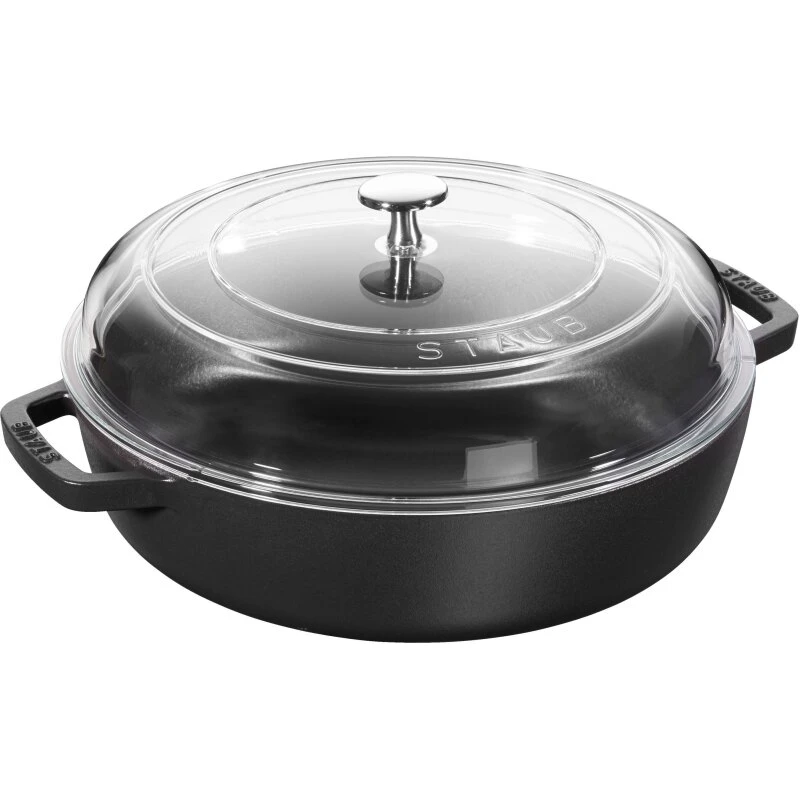 Staub 24 cm støbejernspande med låg og håndtag