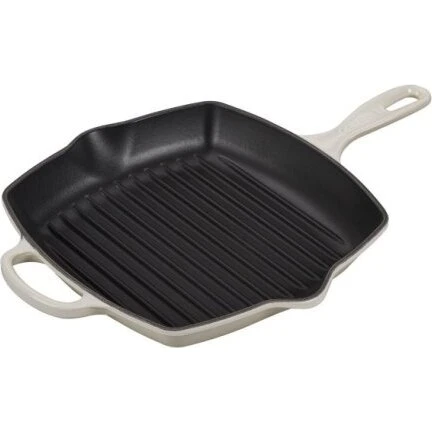 Le Creuset Kvadratisk Grillpande 26 x 26 cm – Støbejern (Meringue)