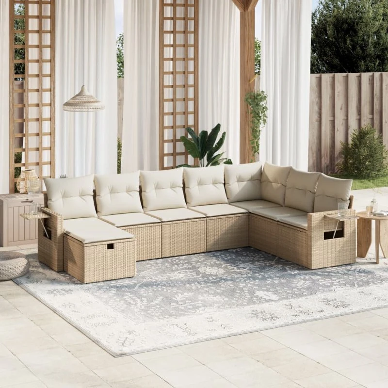 Sofasæt til haven 8 dele polyrattan - beige