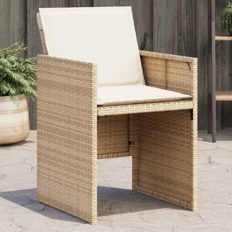 Havestole i polyrattan 4 stk. inkl. hynder - beige