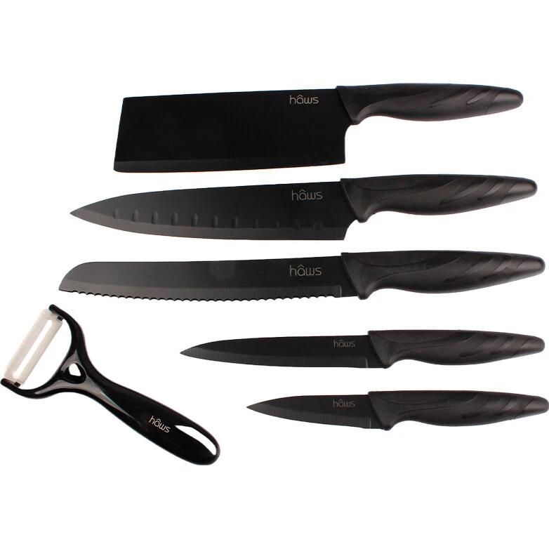 Hâws keramisk knivsæt 6 dele — sort