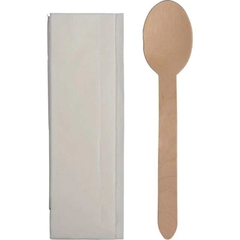 Uden mærke Træbestiksæt med ske og serviet, 400 sæt