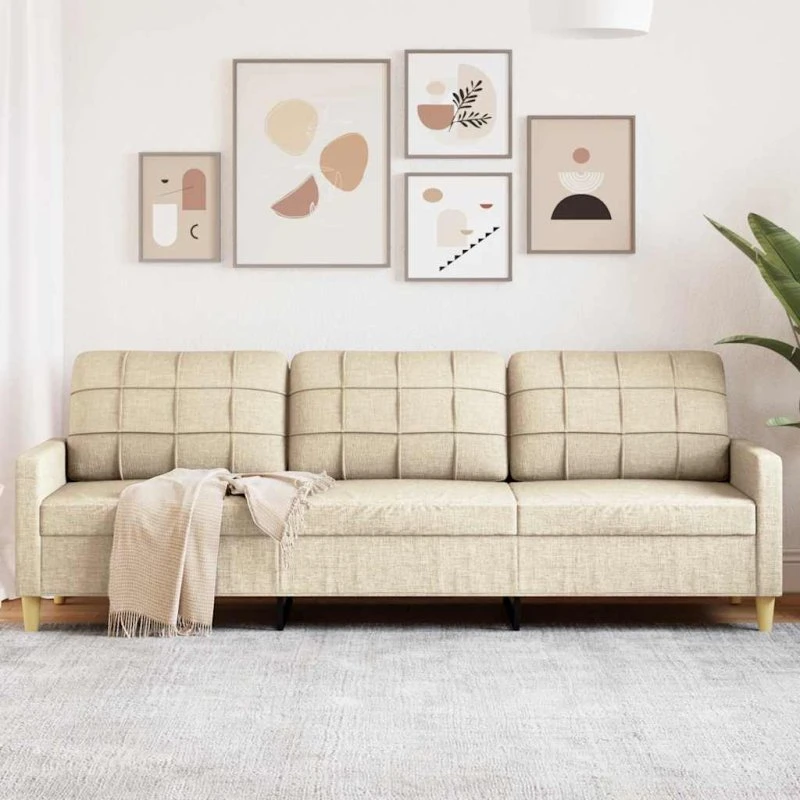 3-personers sofa 210 cm i creme stof