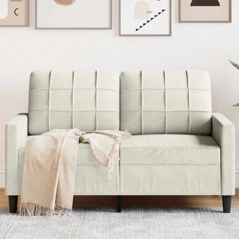 Velour 2-personers sofa 120 cm creme – komfort & stil