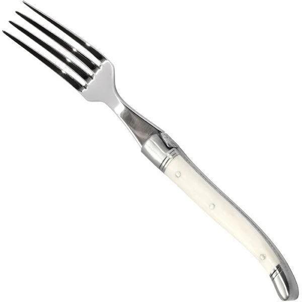 Laguiole Tradition Steakgaffel, Hvidt Ben, 2 Stålkraver