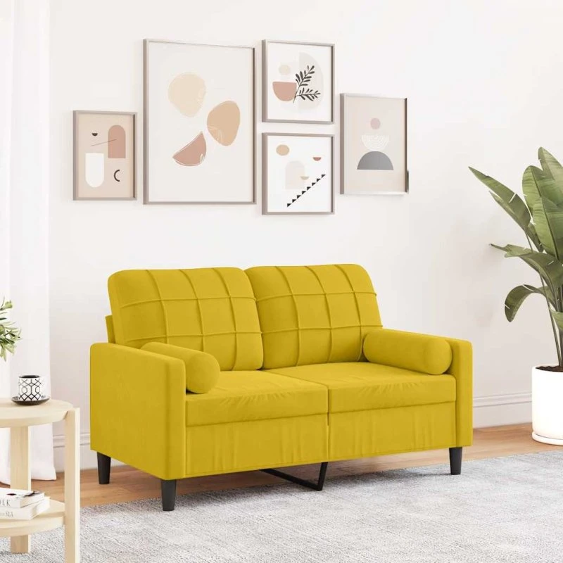 2-personers veloursofa 120 cm – Gul