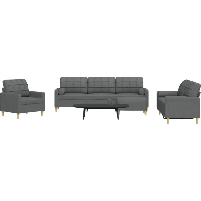 Sofasæt 4 dele med fodskammel og pyntepuder, lysegrå
