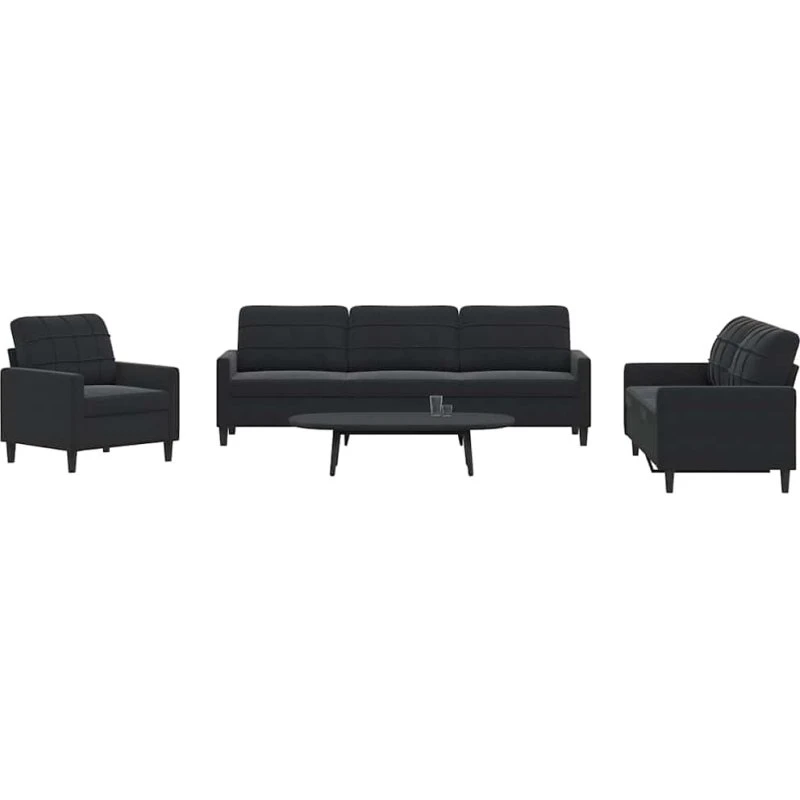 Sofasæt 4 dele i velour med hynder – sort