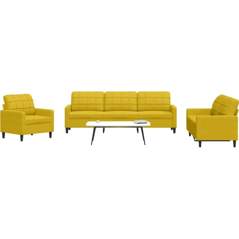 Sofasæt 4 dele i gul velour med hynder
