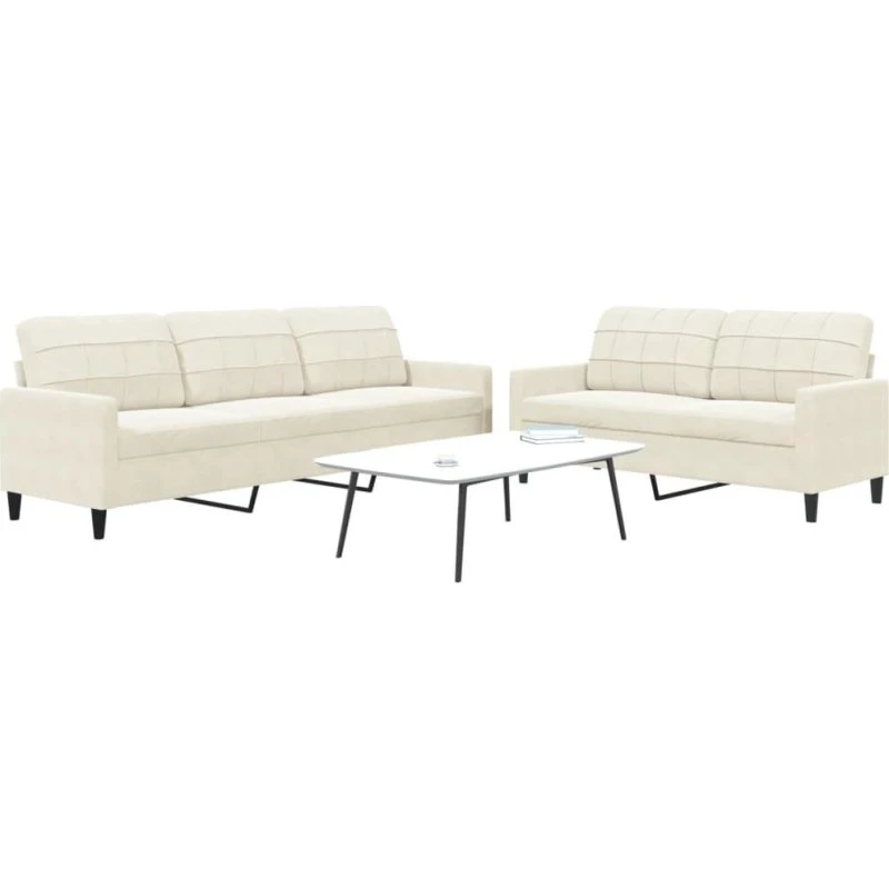 Sofasæt 2-dele i creme velour med hynder