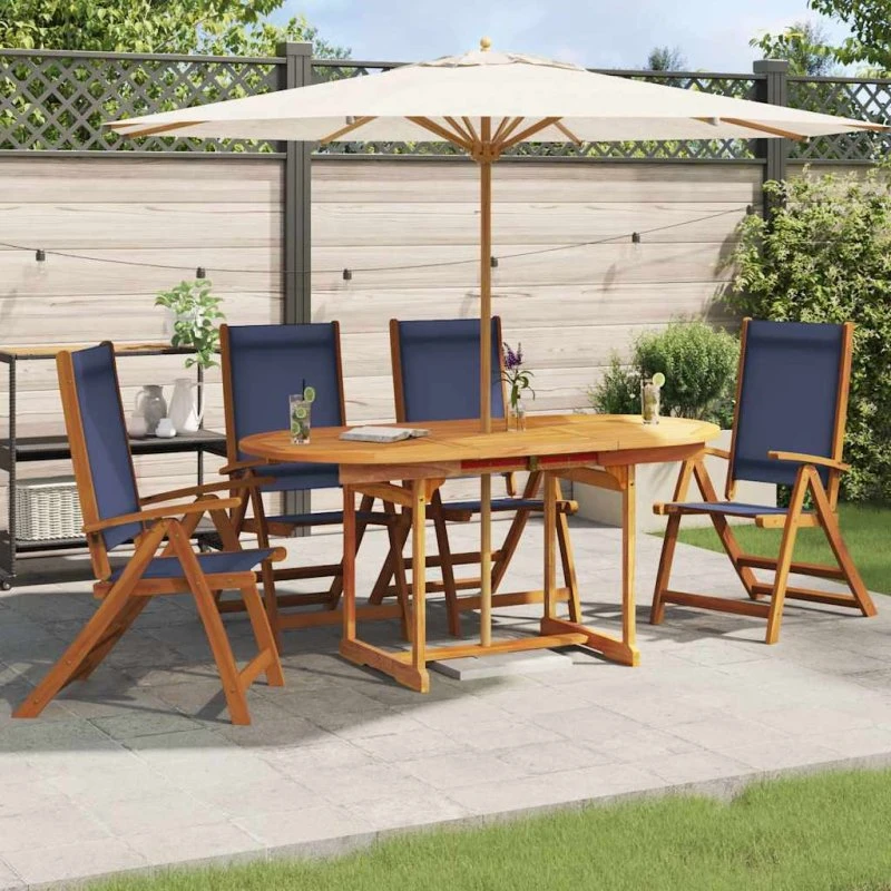 Foldbare havestole 4 stk. i massivt akacietræ med Textilene