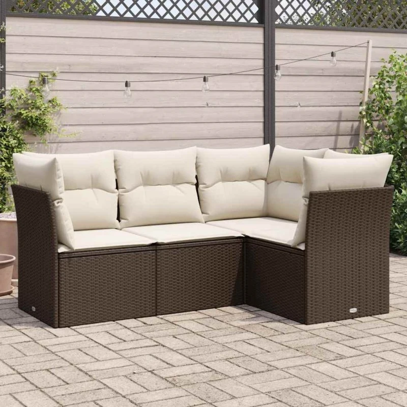 Sofasæt til haven 4 dele i polyrattan - brun