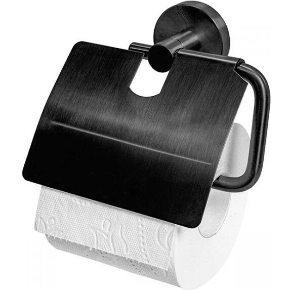 Haceka Kosmos toiletrulleholder med låg - Børstet gunmetal